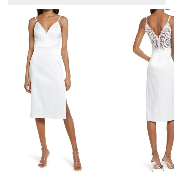 Lulus Stunning Sight Embroidered Lace Back White Cocktail Dress - Picture 3 of 3